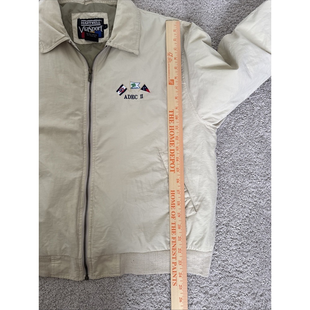 Vintage Hartwell Viasport Beige Windbreaker Bomber Jacket Sz L Nautical - Picture 7 of 8